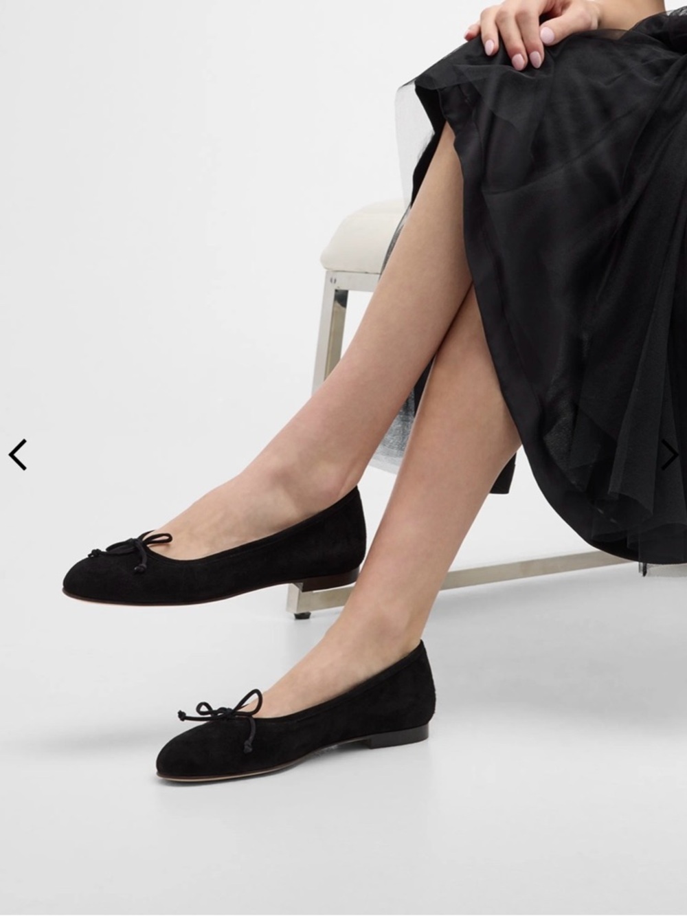 Manolo Blahnik Black Suede Bow Ballet Flats